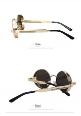 Steampunk retro okulary okrągłe Vintage Goggles Gold